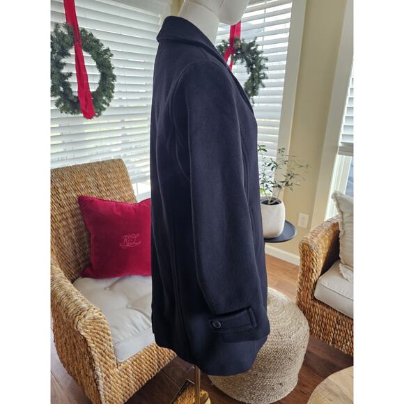 L.L Bean Black Wool Pea Coat Women's Size 10 Petite Thinsulate - Picture 2 of 10